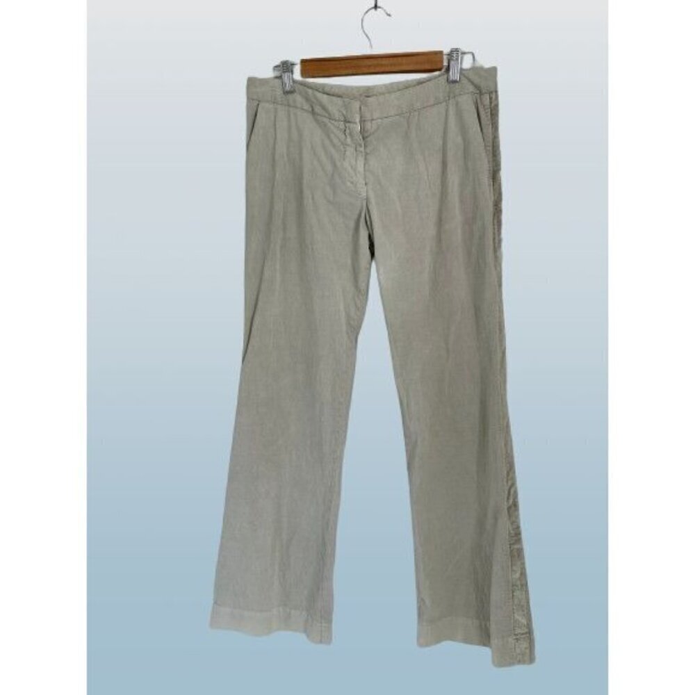 James Perse Bell Bottom Pants High Rose Velvet Stripe Cotton Off-White/Gray Size - Picture 3 of 15